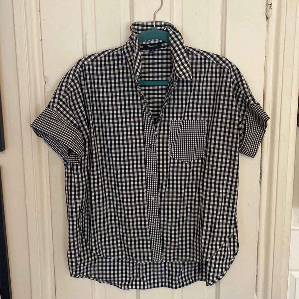 Madewell gingham plaid button up shirt